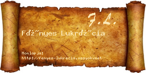 Fényes Lukrécia névjegykártya